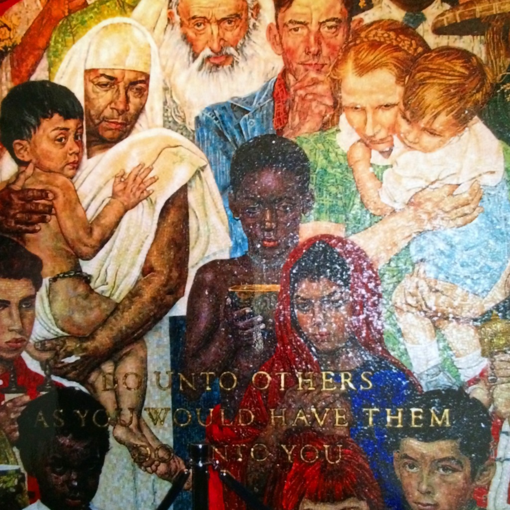 Inside the United Nations building, Natalie took a picture of the mosaic of the Golden Rule. 